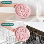 vancasso Ceramic Slow Feeder Dog Bowls, Puzzle Dog Food Bowls with Floral Maze, Anti -Slip Pet Food Dish for Large Breed, 3 Cups, Pink