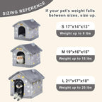 JIUPETY Cute Small Dog House Indoor, Foldable House Kennel Bed Mat with Cushion, L Size Dog Tent Up to 25 lbs, Dog Cave Bed with Non-Slip Bottom, Grey