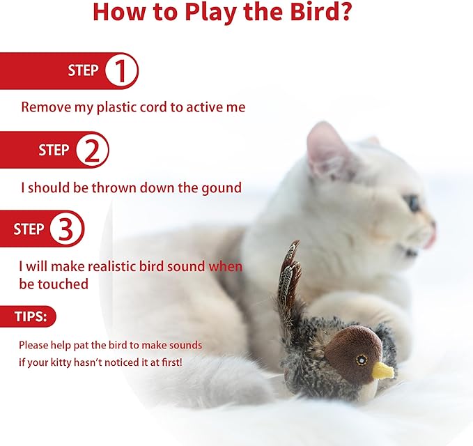 PETGEEK Gigwi Bird Cat Toy Simulated Chirping Bird Cat Toy, Fake Bird Cat Toys for Indoor Cats, Melody Chaser Cat Toys with Hanging Loop for Bored Indoor Adult Cats Kittens Interactive Play (Bird)