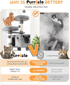 66in Multi-Level Large Cat Tree Tower for Indoor Cat/Kitties, Mordern Cat Tower with Sisal Scratching Posts, Condos and Hammock, Perches, Ramp for Climbing Heavy Duty