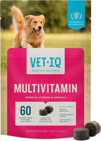 VetIQ Multivitamin Supplement for Dogs, Supports Active Brain Function, Immune System, and Digestive System, Hickory Smoke Flavored Dog Multivitamin, Made in The USA, 60 Count