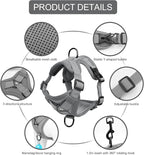 Cat Harness and Leash Set, Upgraded Escape Proof Adjustable Vest with Lead for Large Cat Small Dog Puppy Outdoor Walking, Soft Breathable Mesh Jacket with Reflective Strips for Dark Night, L Gray