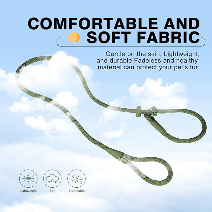 Lynxking Dog Leash Slip Lead Reflective Breathable Rope Comfortable Strong No Pull Slip On Pet Training Lead for Dogs