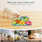 Snuffle Mat for Dogs Cats Rabbits, Pet Treats Feeding Mat, 15.4 x 15.4 inch for Small & Medium, Felt Wool Dog Sniff Mats for Slow Feed, Rabbit Foraging Mats, Relieve Anxiety, with Anti-Slip Bottom