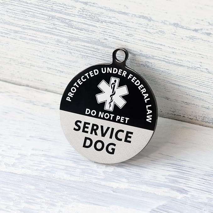 MYLUCKYTAG Service Dog ID, QR Code Stainless Steel Tag, Engraved, Durable, Digital Pet ID, Online Profile, Location Alert Email