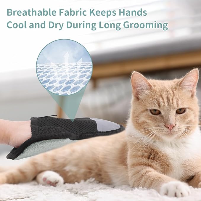 2 Pcs Pet Hair Removal Glove, Reusable Double Sided Pet for Grooming with Pet Comb