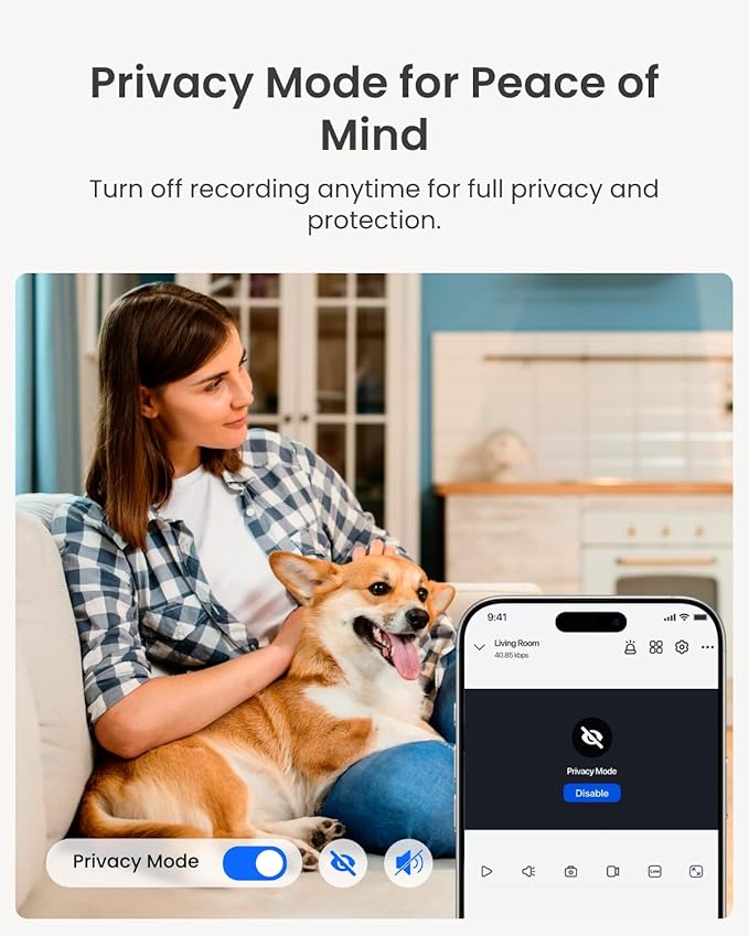 REOLINK 4MP Indoor Security Camera E1, Plug-in 2.4G Wireless WiFi 6 for Baby/Pet Monitor with Phone app, 360 Degree Dog Camera with Person/Pet Detection, Night Vision, 2-Way Talk, Local Storage