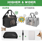 Large Cat Carrier for 2 Cats, Soft Side Carrier for Kitten Puppy, Collapsible Travel Dog Carrier TSA Airline Approved Cat Carrier Backpack for 20 lbs Pets,Black