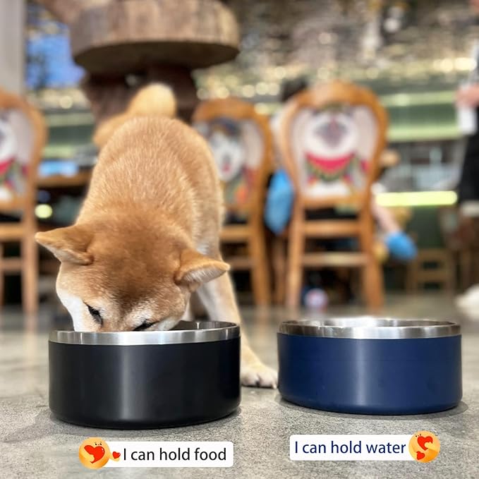 LIHONG Stainless Steel Dog Bowls for Small Medium Sized Dogs Non Slip,Insulated Dog Bowl,Pet Bowl for Food and Water,Rustproof(40oz,Blue)