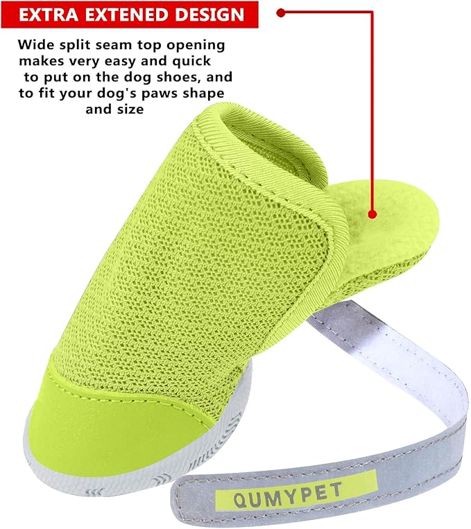 QUMY 4PCS Dog Shoes for Small Dogs, Hot Pavement Summer Puppy Dog Boots & Paw Protectors with Soft Anti-Slip Rubber Sole, Mesh Breathable Dog Booties for Hardfloors, Walking Running
