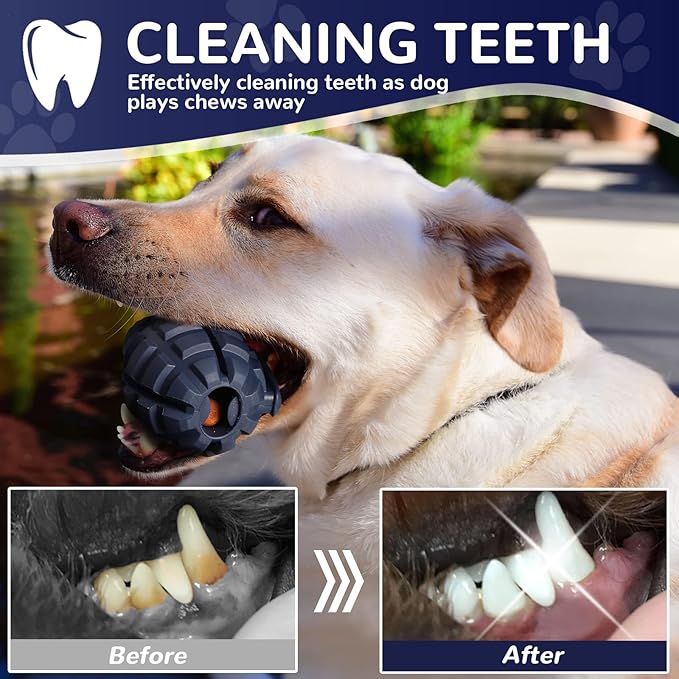 Dog Toys for Aggressive Chewers Large Breed, for German Shepherd, Indestructible Interactive Treat Dog Toys for Large Medium Breeds, Food Grade & Tough Rubber, Fun to Chew, Chase and Fetch (Blue)