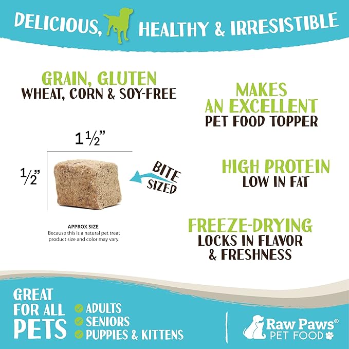 Raw Paws Freeze Dried Chicken Liver Dog & Cat Treats, 4-oz - Made in USA - Liver Treats for Dogs & Cats