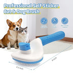 Self Cleaning Cat Brush,Slicker Dog Brush for Shedding,Skin Friendly Cat Brushes for Indoor Cats Massage Grooming,Dog Deshedding Brush for Long&Short Haired Dogs Loose Fur Hair Removal Blue