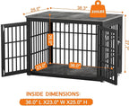 38 Inch Heavy Duty Dog Crate Furniture for Large and Medium Dogs, Decorative Pet House End Table, Wooden Cage Kennel Furniture Indoor, Gray