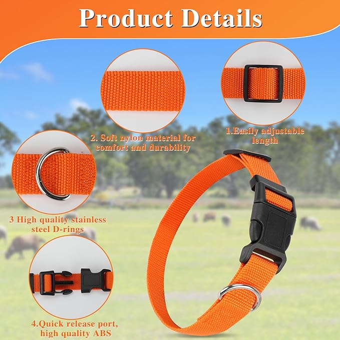 12 Pack Goat Collars with Bells and Number Tag，Adjustable Nylon Grazing Copper Bells with Pet Livestock Plastic ID Number Tags, Sheep Collars Set for Small Farm Animal Goat Sheep Cow