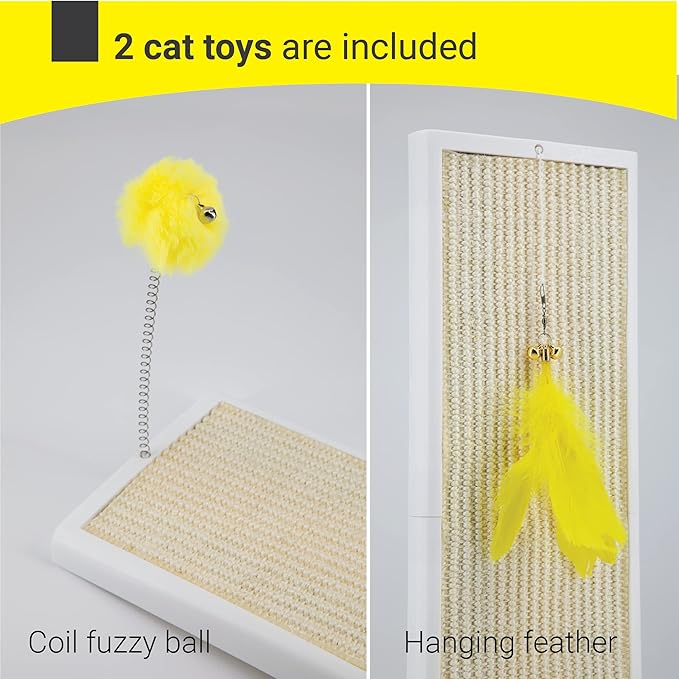 SVD.PET Cat Scratching Post, Natural sisal Pad Cat Scratching Board, Kitten Scratcher w/Replaceable Natural sisal Pad & Self-Groom Brush, Wall Mounted or Floor Use, Cat Toys Included(20x6.5)