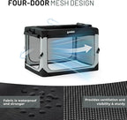 36 Inch Collapsible Dog Crate for Large Dogs - Portable Dog Travel Crate Soft Sided with Breathable Mesh Windows, Foldable Dog Kennel for Indoor and Outdoor, Grey