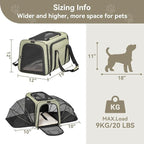 Petsfit Expandable Cat Carrier Dog Carrier, Soft-Sided Portable Pet Travel Carrier, Removable Soft Plush mat and Pockets, Locking Safety Zippers, 19x12x12 Inches