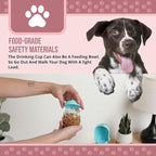 Leak Proof Portable Dog Water Bottle with Bowl – Travel Pet Water Dispenser for Walking & Hiking – Food Grade Plastic – Choose from 3 Colors (Pink, 320 ml)