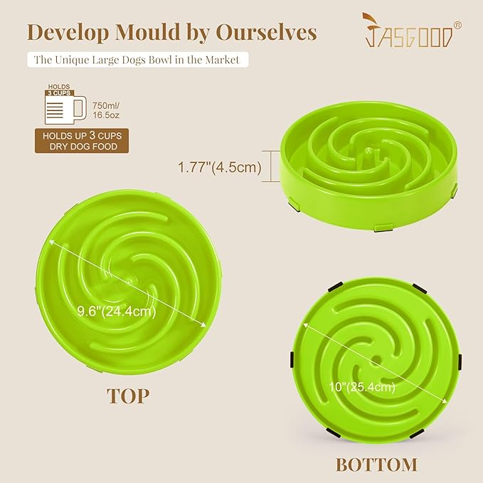 JASGOOD Slow Feeder Dogs Bowl for Large Medium Dogs,Anti-Gulping Pet Slower Food Feeding Bowls Stop Bloat,Preventing Choking Healthy Design Dogs Bowl