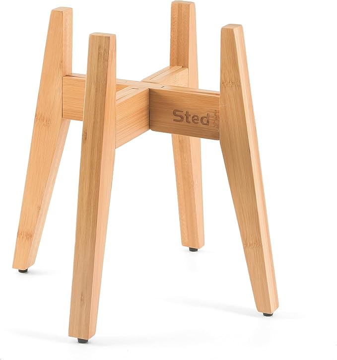 Sted Elevated Dog Bowl for Large Dogs, 100% Bamboo Single Raised Dog Bowl Stand with Adjustable Width 7.5-11 Inches, 13" Tall Dog Food Bowl and Water Bowls Stands