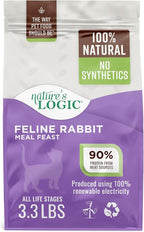 Nature's Logic Feline Chicken Meal Feast Cat Food - High-Protein Dry Food for Cats, 100% Natural Nutrition with Probiotics & Prebiotics - All Life Stages - Rabbit, 3.3lbs