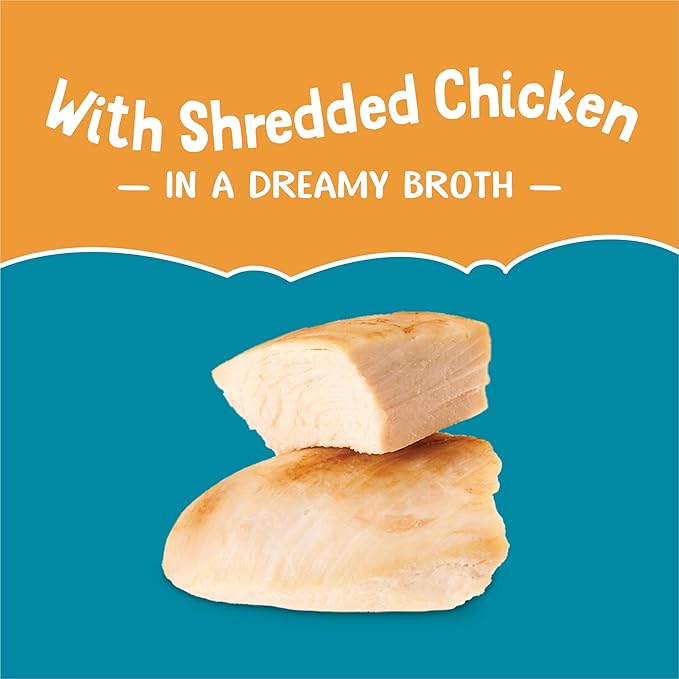 Purina Friskies Lickable Cat Treats Bits ‘n Broth With Shredded Chicken in a Dreamy Broth - (Pack of 16) 1.2 oz. Pouches