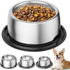304 Stainless Steel Dog Bowls, Heavy Duty Dog Food Bowl with Extra Strong Non-Slip Mat, Thick Metal Base Water Bowl with Lick Mat for Small, Medium Dogs & Cats, Indoor/Outdoor (13.4 oz)