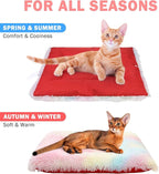 SCENEREAL Self Warming Cat Bed, Heated Cat Bed Mat for Cats Small Dogs, 2 in 1 Soft Plush, Washable Pet Pad for Indoor Outdoor Kitten Puppy, Colorful 28" x 24"