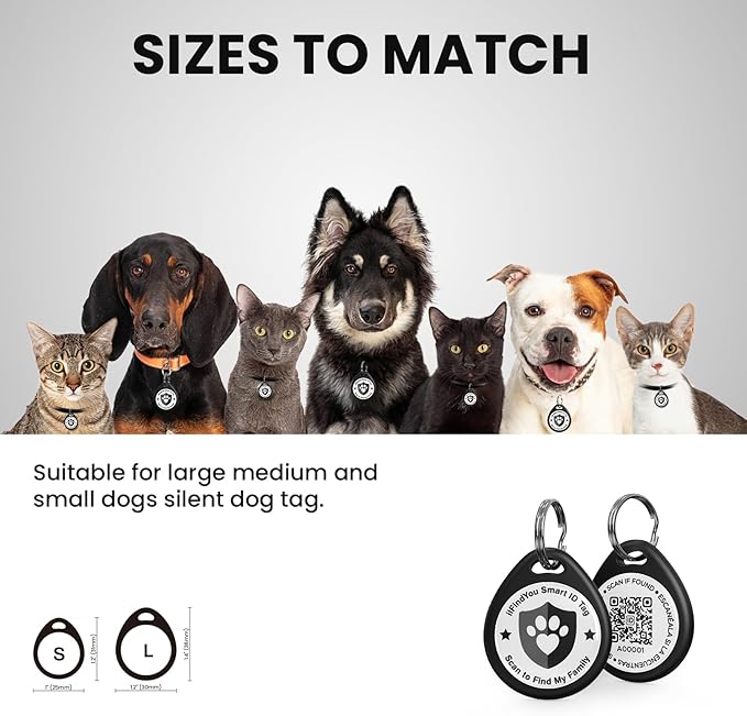 Cat Tags Personalized Small, QR Code Cat Name Tags for Kitten Collar, Scan Location Alerts, Black S