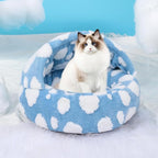 Dog Beds for Small Dogs, Cat Bed Cave, Washable Cute Cat Bed, Cozy Nook Pet Bed for Dogs or Cats, Anti-Slip Puppy Bed Fits up to 12 lbs Pets(Blue, 20" x 20")