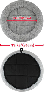 Enjoying Small Cat Bed Mat, 13.78" Round, Self Warming Cat Bed with Pillow Around, Dog Kitty Curling Sleep Cushion, Soft Cat Pad for Carrier/Crate, Rabbit Warm Bed, Antiskid Bottom, Small