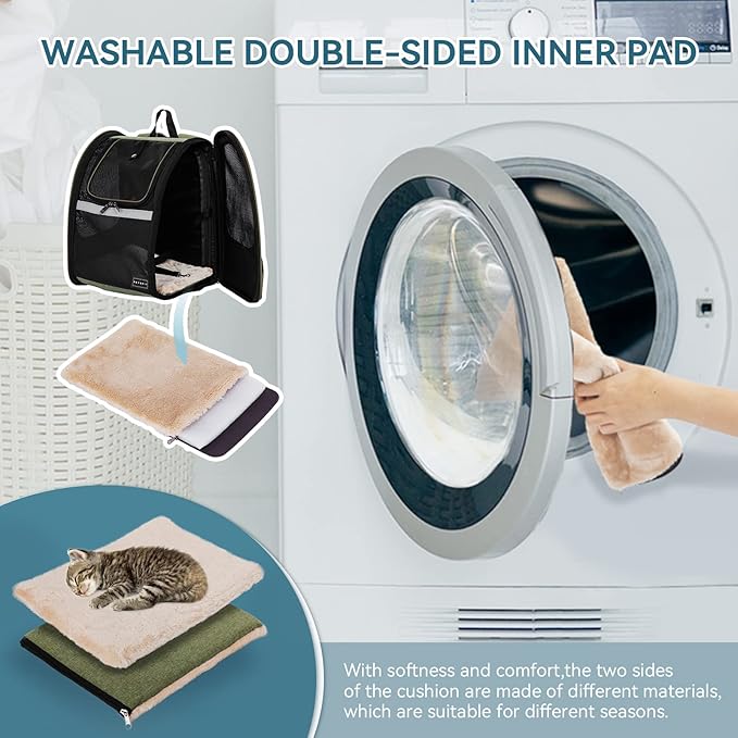 Petsfit Cat Backpack Carrier,Dog Carrier Backpacks Expandable with Great Ventilation Foldable Puppy Backpack Carrier for Travel, Hiking,Green