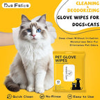 Pet Glove Wipes for Dogs Cats Disposable Dog Wipes Cleaning Deodorizing for Fur Paws and Butt Rinse Free Shampoo Mittens Cat Grooming Bath Wipes 10PCS