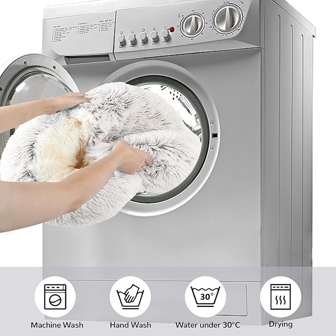 Calming Cat Beds, Fluffy Plush Round Cat Cave Washable, Cozy Warming Anti-Slip Small Dog Bed for Puppy and Kitten, Soft Anti Anxiety Pet Nest (20×20 inch, Coffee)