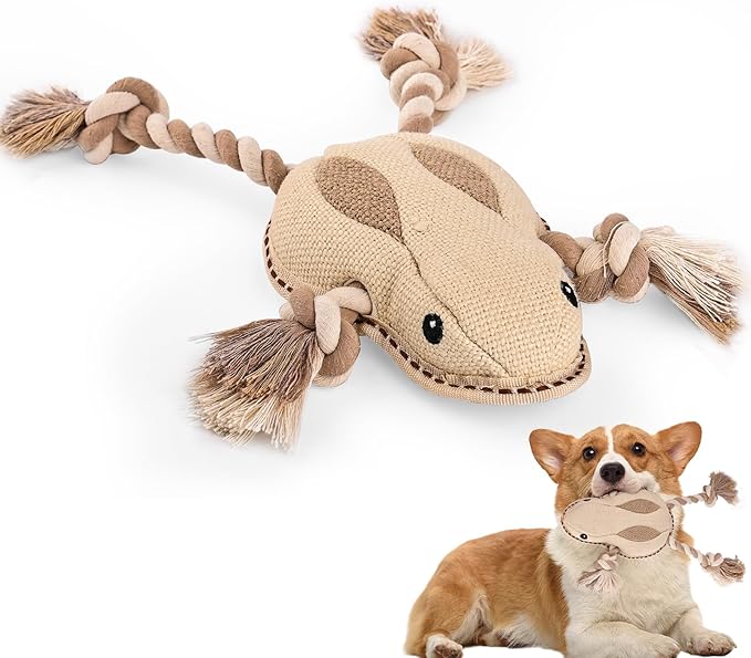 Tough Durable Squeaky Dog Toys for Aggressive chewers Interactive to Keep Them Busy, Funny Plush Dogs Toy for Small Medium Large Chewer Cute Birthday Gift (Frog)