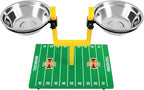 NCAA Iowa State Cyclones Goalpost Football Field Dog Feeder – Adjustable Elevated Dog Bowls with Stand, 2 Stainless Steel Bowls, Non-Slip Rubber Feet, Raised Pet Feeder for Large & Small Dogs