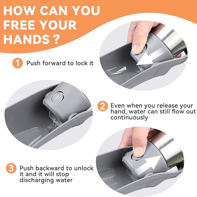 27 OZ Dog Water Bottle Portable Stainless Steel Convenient Pet Water Dispenser, Leak Proof Puppy Travel Water Bowl for Dog Outdoor Walking, Hiking, Perfect Size for All Dog Breeds, Grey