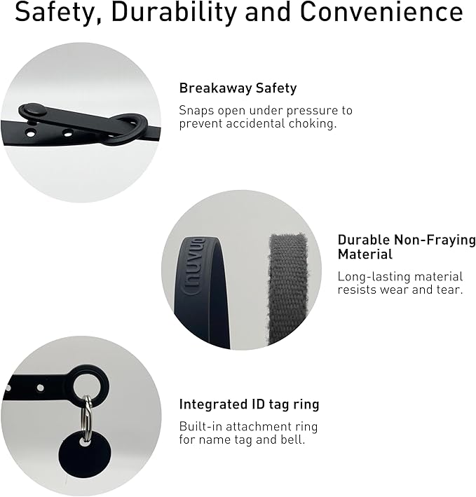 3 Pack Breakaway Cat Collar - Soft, Comfortable, and Lightweight Safety Buckle Collar with Name Tag Ring for Outdoor Cats and Sensitive Skin Kittens by Nuvuq (6 ⅞" to 10 ¼", Blue, Pink and Black)