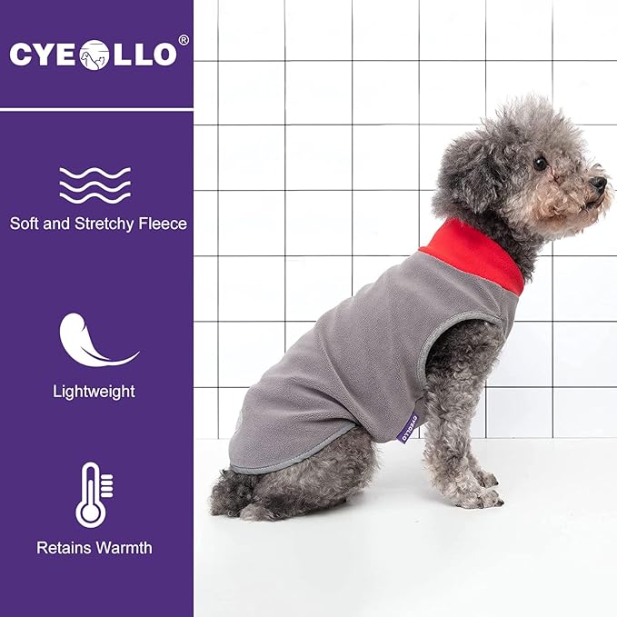 cyeollo 2 Pack Dog Sweaters Stretchy Fleece Sweatshirt with Leash Hole Pullover Stretchable Reflective Dog Sweater Pet Clothes for Small Puppy Dogs Cats Apparel Size S