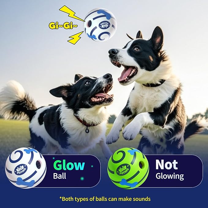 Giggle Ball for Dogs 2 Pack, Glowing Interactive Dog Toys Balls, Rolling Squeaky Toy for Large Medium Small Dogs, Fun Giggle Sounds Attract Attention When Rolled or Shaken - 3.94 inch