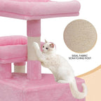 MoNiBloom 58 Inch Cat Tree Tower for Indoor Cats Large Adults, Pink Cat Tower with Scratching Post & Hammock, Pet Play House with Cat Condo, Soft Pink