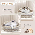 Dog Beds for Small Dogs, Cat Bed Cave, Washable Cute Cat Bed, Cozy Nook Pet Bed for Dogs or Cats, Anti-Slip Puppy Bed Fits up to 22 lbs Pets(Khaki Texture, 24" x 24")