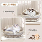 Dog Beds for Small Dogs, Cat Bed Cave, Washable Cute Cat Bed, Cozy Nook Pet Bed for Dogs or Cats, Anti-Slip Puppy Bed Fits up to 5 lbs Pets(Khaki Texture, 16" x 16")