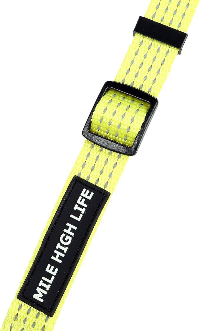 Mile High Life Dog Collar, Nylon Reflective Dog Collars w Pull D-Ring, Light Weight Puppy Collars, Hanger Dog Collars for Large Dogs(Lemon Yellow, Large)