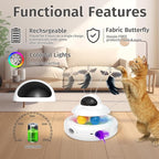 Interactive Cat Toys for Indoor Cats,4-in-1 Automatic Kitten Toy,Motion Activated Electronic Fluttering Butterfly,Track Balls, Moving Feather Toys for All Breeds,USB Rechargeable