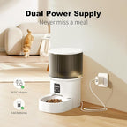 Automatic Cat Feeder & Water Dispenser, 4L Programmable Timed Cat Dry Food Dispenser with Dual Power, 3L Pet Fountain with Filter, 32dB Ultra-Quiet