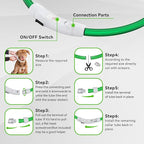 Led Light Up Dog Collar Rechargeable Waterproof, Glow in Dark Dog Collar, TPU Cuttable Lighted Dog Collars for Night Walking Charging USB, Safety for Small Medium Large Dogs Green