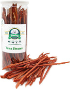 Tuna Jerky Straws Dog Treats – Single Ingredient, All-Natural Dehydrated Fish Jerky Treats – High Protein, Low Fat, Grain Free, High in Omega-3 – Made in USA – 7 oz Jar