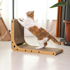 Cat Scratcher Cat Claw Board L-Shaped Vertical Simple and Durable Cat Claw Board Not Easy to Drop Scraps Belt Bell Ball Cat Scratching Board (Grainy)
